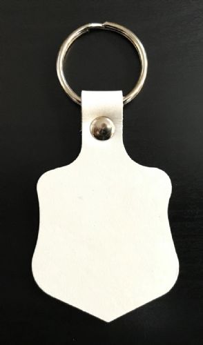 Leather Key Fob / Key Ring - Shield - Various Colours - Qty Options (White, 10)